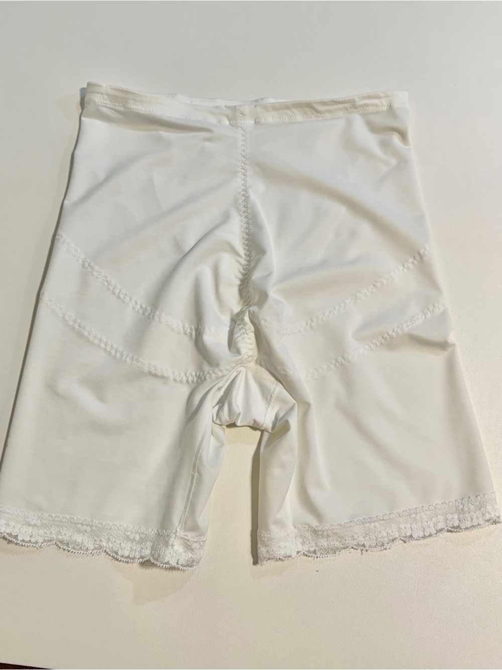 White lace girdle shapewear shorts slimming layer slip lingerie long leg retro - Picture 9 of 16